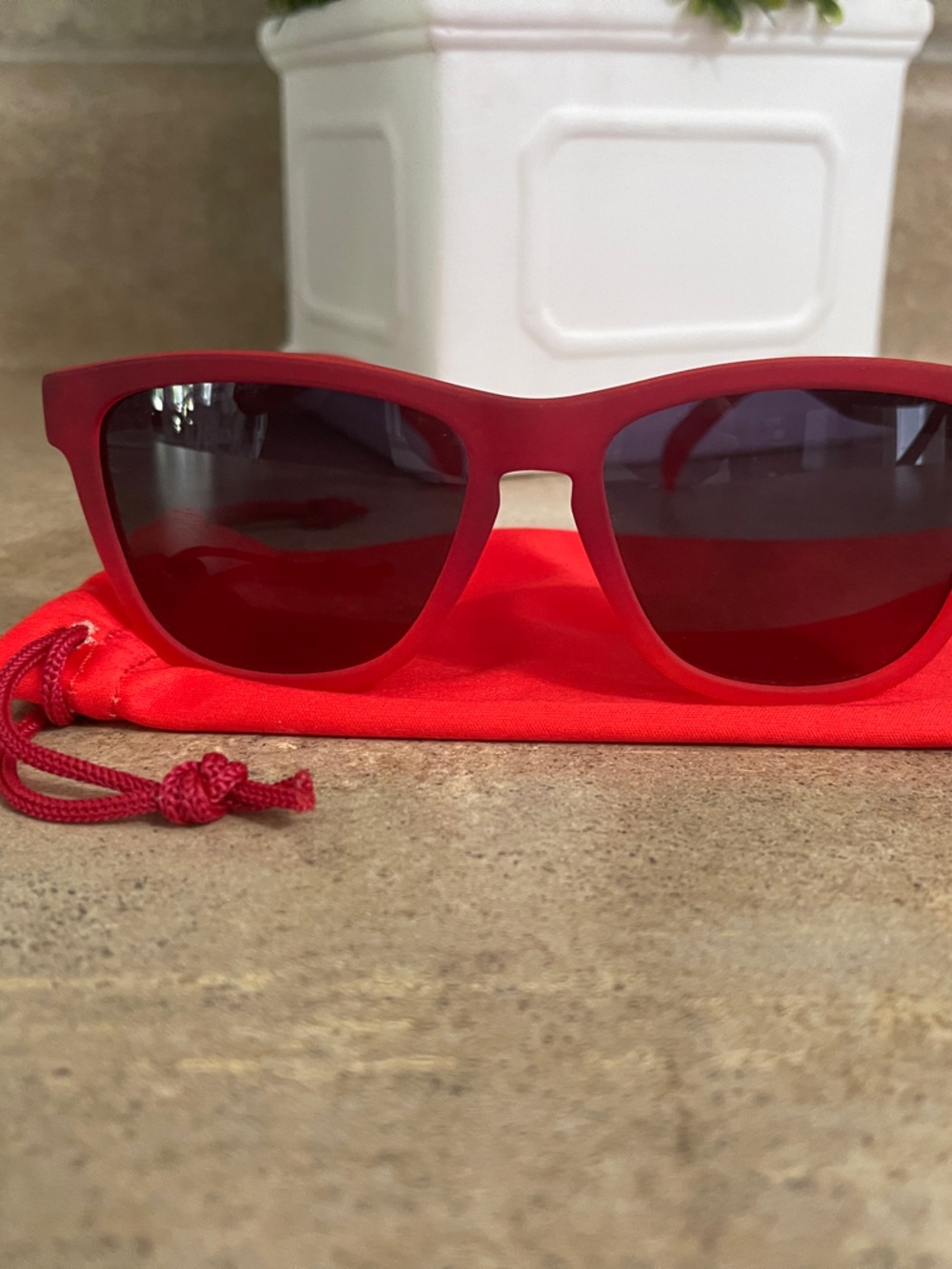 Kids Matte Red Sunglasses with Red Pouch - Classic Wayfarer Style